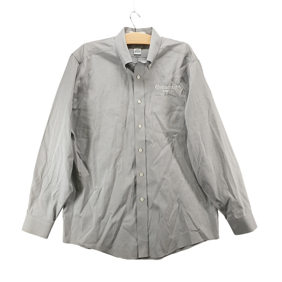 L.L. Bean Men's Wrinkle Resistant Button-Down Shirt M Gray Continental Tire Logo - Picture 1 of 13